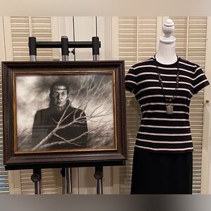 Ralph Lauren green label black with white stripes tee shirt